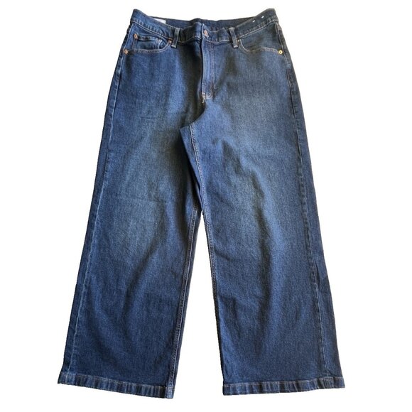 Gap High Rise Stride Wide Leg Jeans Medium Wash Size 33 16R Y2K - Picture 1 of 10